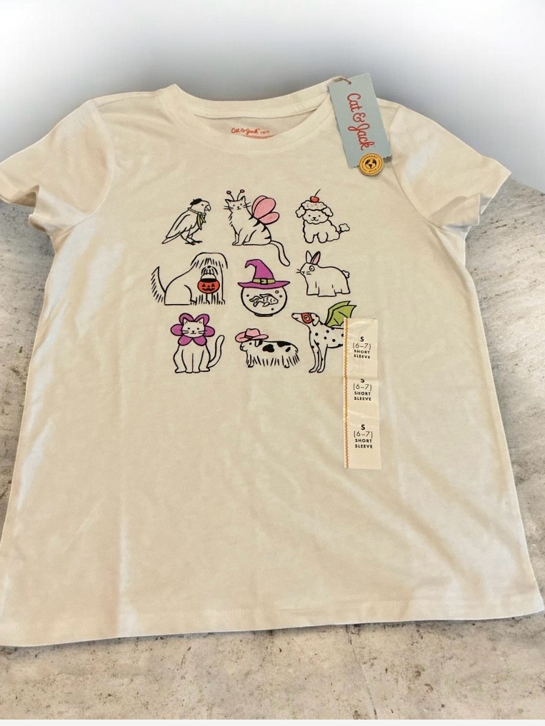 Buy 1 Get One 50% Off Graphic Tee With Playful Pastel Animal Icons